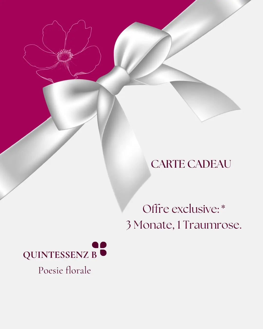 Carte cadeau exclusive, si commande d'une rose dans les 3 mois, vous pourrez la personnaliser