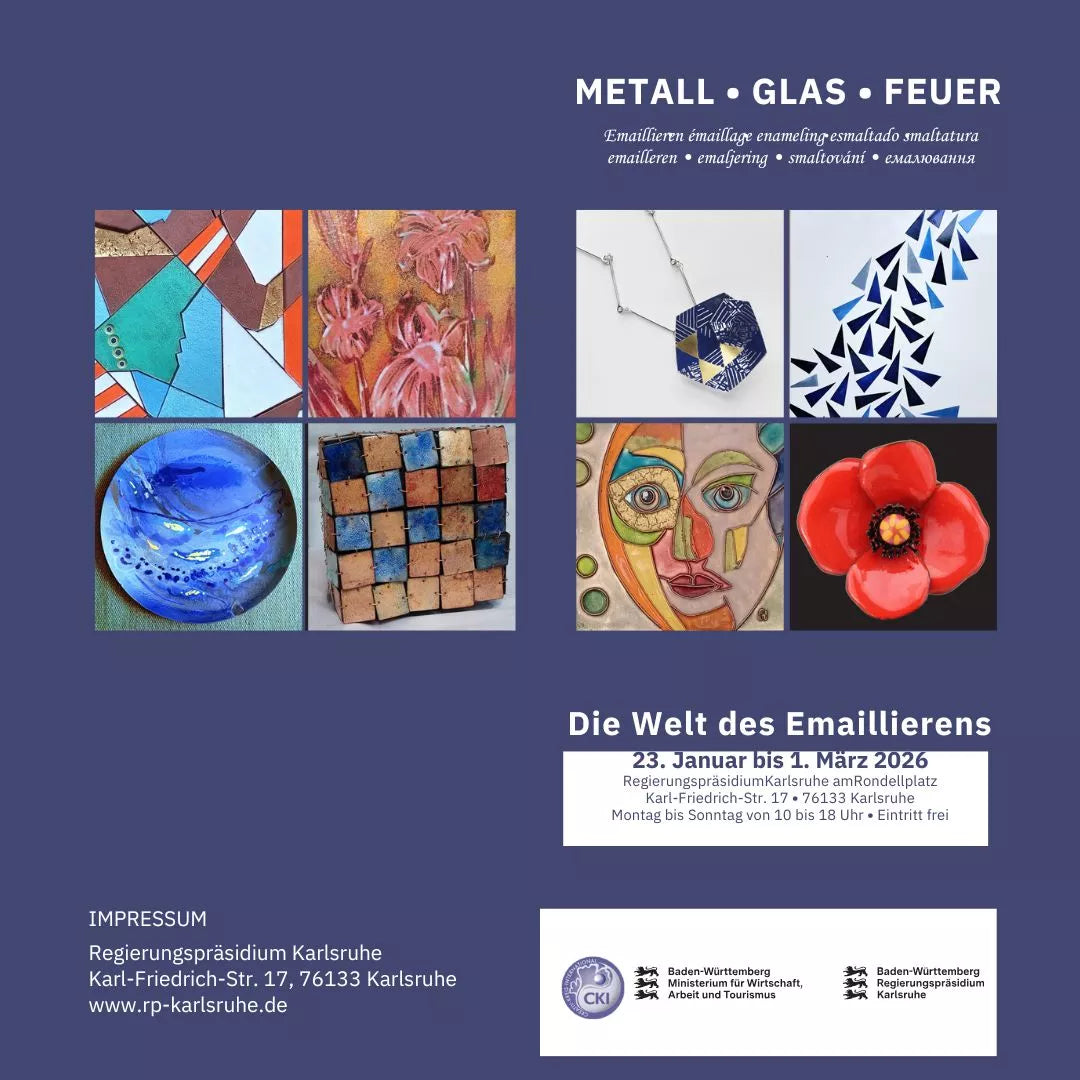 Bild Metall Glas Feuer, die Ausstellung in Karlsruhe, unser Klatschmohn ist da? Emailkunst