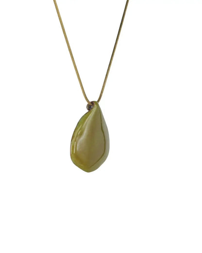 Pétale de coquelicot : bijoux pendentif vert olive