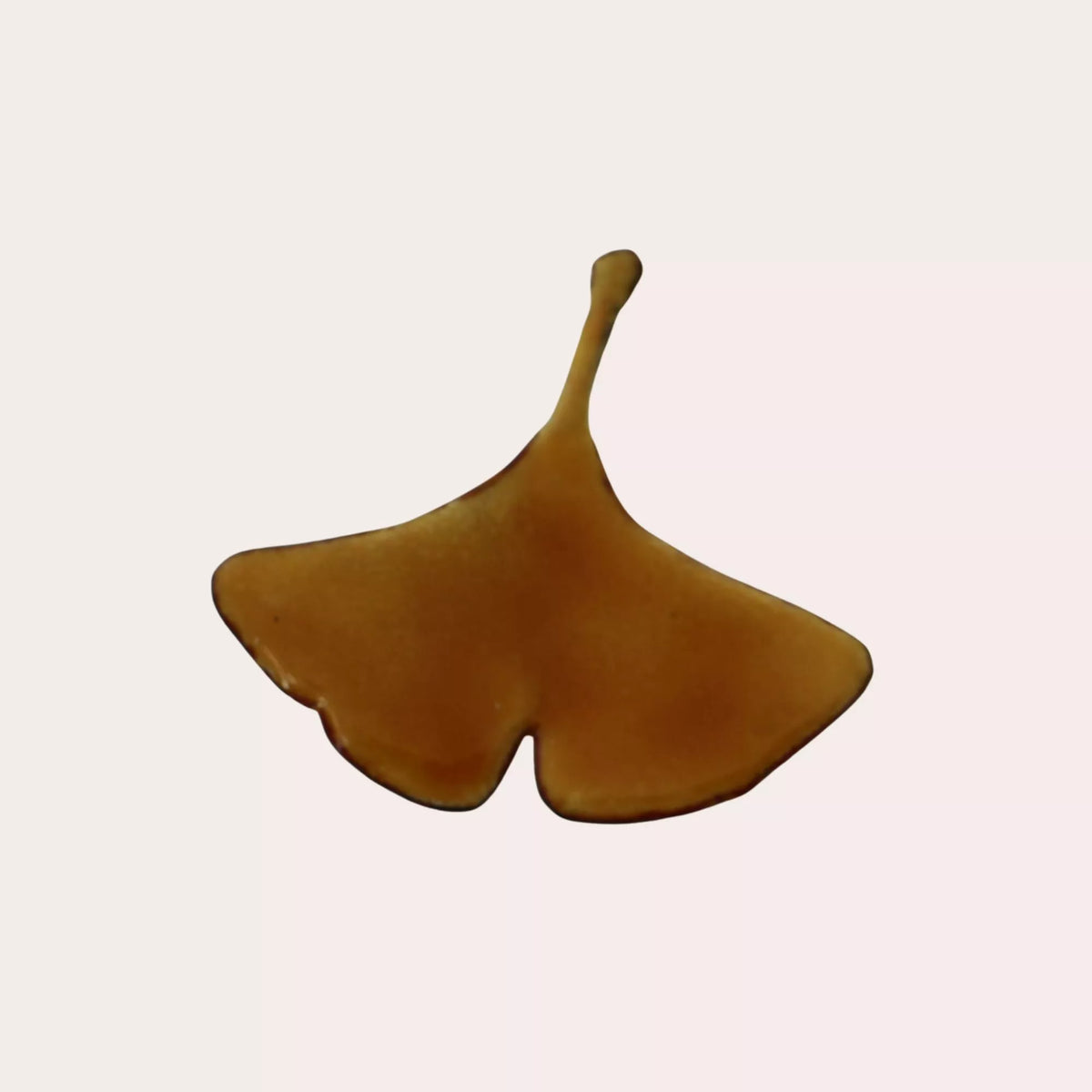 Goldgelbe Ginkgo-Brosche, aus Emaille handgefertigt,Vorderseite
