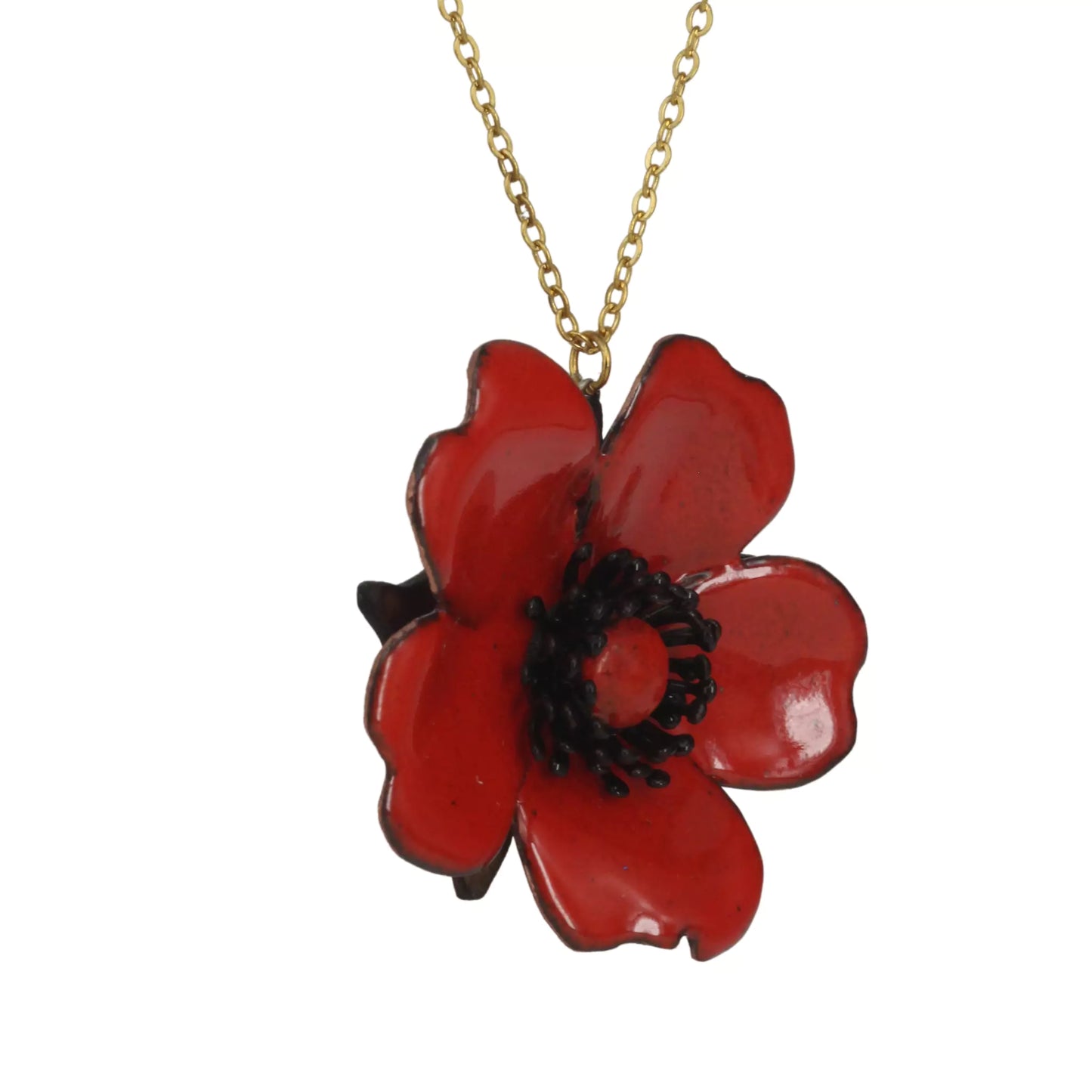 Emaille-Schmuck für Frauen _ Rosenanhänger Rot oder Feuerrot 