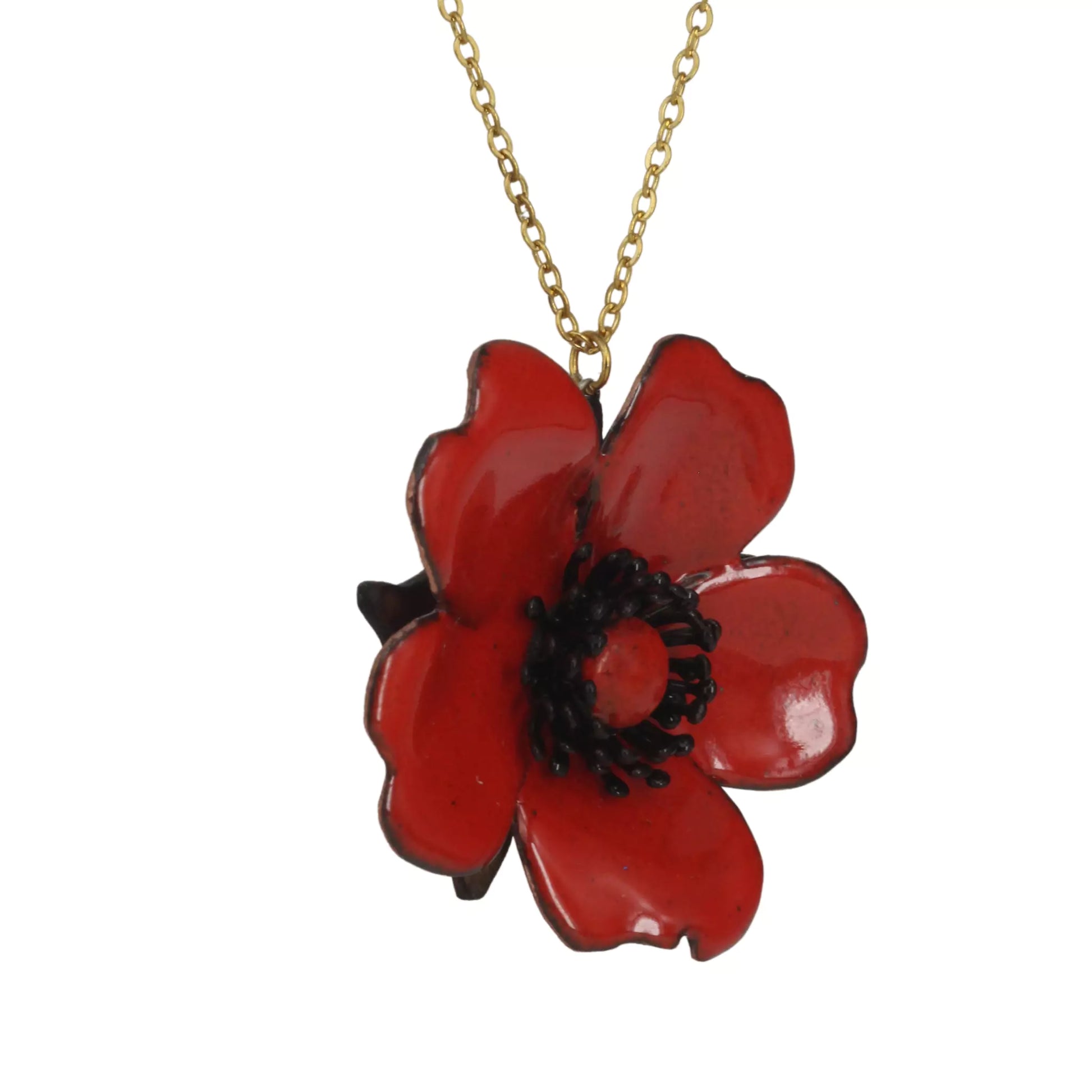 Emaille-Schmuck für Frauen _ Rosenanhänger Rot oder Feuerrot 