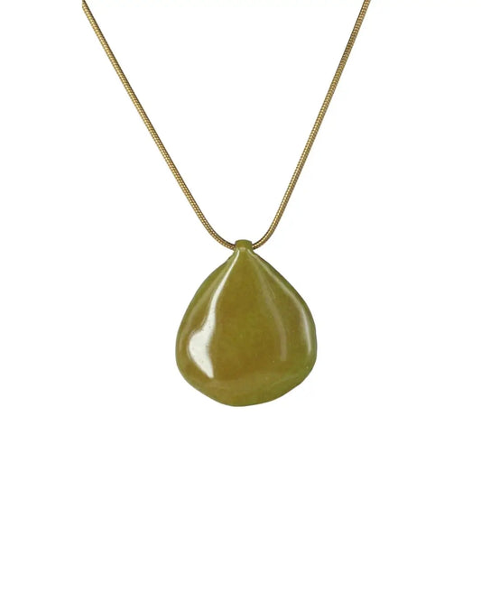 Pétale de coquelicot : bijoux pendentif vert olive